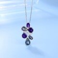 wholesale S925 Silver Fashionable Light Luxury Gemstone Necklace Pendant for Women, Personalized and Elegant Design with Inlaid Colored Crystal-0-2