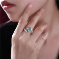 wholesale 18K White Gold New Waterdrop Paraiba 7*11 Ice Cut 15 Carat Halo Diamond Cluster Ring forIns Style-0-1
