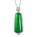 wholesale S925 Silver New Style Emerald Green Imperial Green "Rising Step by Step" Pendant with Green Chalcedony Necklace, Adjustable Live Stream Edition-0-4