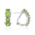 wholesale S925 Sterling Silver Small Niche Design Sense Earrings with Natural Garnet Colored Gemstone Ear Studs and Peridot Inlaid-0-3