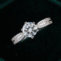 S925 Sterling Silver Moissanite Six-Prong Star Queen Ring for Wedding Proposals-0-0
