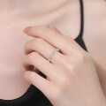 S925 Sterling Silver Moissanite Wave Full Diamond Stackable Minimalist Ring-0-2