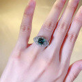 wholesale S925 Silver New Simulated Emerald 7*7mm Sugar Loaf Ring for Women, Daily Fashion Wealthy Style-0-3