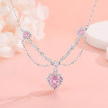 wholesale 925 Silver Colorful Flash Zirconia Heart Necklace for Women, Light Luxury Fashion, Versatile and Elegant Advanced Collarbone Chain-0-0