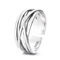 wholesale S925 Sterling Silver Irregular Multi-Layer Twisted Line Ring Unisex Trendy Fashion Index Finger Ring-0-4