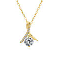 14K Gold Plated 925 Silver Moissanite Pendant Necklace for Women, Cross-Border Dropshipping-0-3