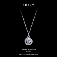 Metal Necklace, Classic Round Snowflake Pendant, 50-Point Moissanite, Live Stream Exclusive, Women's Style, Wholesale-S925 sterling silver + 1-carat white moissanite