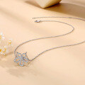 wholesale S925 sterling silver plated with 18K gold hollow petal full diamond necklace with moissanite floral pendant fashion elegant collarbone chain-0-1