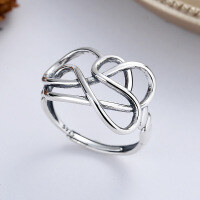 wholesale S925 Sterling Silver Online Celebrity Same Style Line Ring Korean Dongdaemun Retro Vintage Trendy Adjustable Ring-YFJ285/approx. 3.2g Adjustable opening