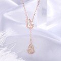 wholesale S925 Silver Double Gourd Necklace, Light Luxury Niche Design, Ins-style Elegant Collarbone Chain, Factory Direct Supply-0-5