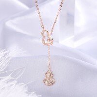 wholesale S925 Silver Double Gourd Necklace, Light Luxury Niche Design, Ins-style Elegant Collarbone Chain, Factory Direct Supply-xb291-Double Gourd Necklace (Copper Plated Champagne Gold)