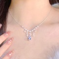 wholesale S925 Sterling Silver Chaoxiaobai Women's Small Pavé Star Necklace Minimalist Delicate Collarbone Chain-0-3