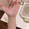 wholesale S925 Sterling Silver Flower Love Full Body Ultra-Sparkling Zirconia Small Flower Necklace Light Luxury Texture High-Carbon Diamond Collarbone Chain Versatile for Women-0-1