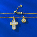 wholesale S925 Silver European and American Style High Carbon Diamond Cross Pendant Fashion Versatile Commuter Telescopic Necklace-0-2