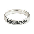 wholesale S925 Sterling Silver Small Floral Tail Ring Summer Pinky Pastoral Style Creative Student Gift Index Finger Unset Open Adjustable Ring for Women-0-4