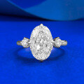 wholesale S925 silver gold-plated with 8*12 oval ice-cut high-carbon diamond ring, cross-border hot seller-0-1
