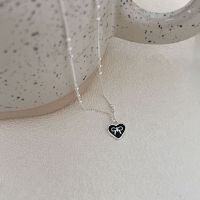 wholesale S925 Sterling Silver Bow Heart Pendant Necklace, Women's Small and Exquisite Minimalist Resin Collarbone Chain, Japanese and Korean New Style-Sterling silver