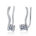 wholesale 925 Sterling Silver Moissanite Earrings for Women, Linear Design Earrings, Simple and Elegant, Stylish and Fashionable Holiday Gift-0-4