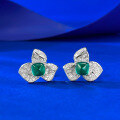wholesale S925 silver jewelry live-streaming new design small fresh bougainvillea sugar loaf synthetic emerald earrings-0-0
