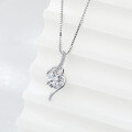 wholesale 925 Sterling Silver Heart Pendant Women's Korean Style Fashion Luxury Advanced Sense Inlaid Zircon Diamond Necklace Manufacturer Wholesale-0-2