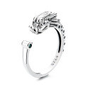 wholesale S925 Sterling Silver Retro Dragon Pattern Drip Glaze Enamel Chinese National Trend Ancient Style Dragon Design Adjustable Ring-0-4