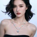 wholesale 925 Silver Gold-Plated Necklace with High-Carbon Diamond, Turquoise Cabochon, Retro and Versatile Jewelry Fashion Accessory for Women-0-3