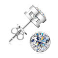 wholesale 925 Sterling Silver Cross-border TikTok D Color Six-Prong Moissanite Stud Earrings for Women, Foreign Trade Hit Design with High-End Feel-0-4