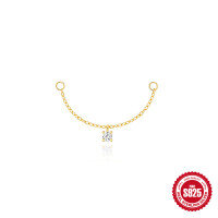 wholesale S925 Sterling Silver Long Chain Tassel Earrings with Crystal Accents-Single gold#1&gt;925 silver