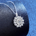 S925 Sterling Silver Moissanite Rotating Snowflake Pendant Necklace-0-0