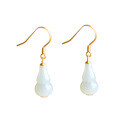 wholesale 925 silver gold-plated metal with gourd and Hetian jade earrings for certificate ancient-style jade ear hook cheongsam Hanfu ear accessories-0-4