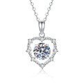 S925 Sterling Silver Moissanite Moving Heart Pendant Necklace Wholesale-0-3