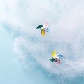 wholesale S925 Sterling Silver Minimalist Small Colorful Windmill Earrings Women's Jewelry Ethereal Forest Style Fresh Epoxy Resin Sweet-0-1