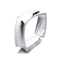 wholesale S925 Sterling Silver Irregular Wide Smooth Surface Square Open Ring Ins Time Street Style Ring for Women-0-4