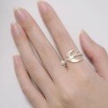 wholesale S925 Sterling Silver Chasing and Flying Bird Pearl Open Ring, New Chinese Style Ancient Charm Niche Elegant Design Swallow Ring-0-4