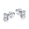 wholesale S925 Sterling Silver Women's 6-10MM Heart Square Pear Shape Zircon Inlaid Minimalist Style Earrings-0-12