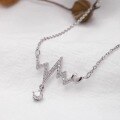 wholesale 925 Sterling Silver ECG Necklace Women's Korean Style Heartbeat Pendant Minimalist Chic Collarbone Chain-0-5
