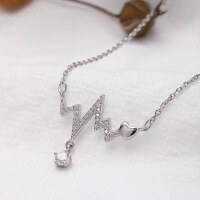 wholesale 925 Sterling Silver ECG Necklace Women's Korean Style Heartbeat Pendant Minimalist Chic Collarbone Chain-xb1169-heartbeat necklace