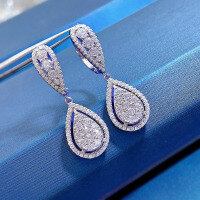 wholesale Metal material first: ZHUOZHFAN Jewelry New European and American Luxe Marquise Pear Drop Earrings Ear Studs for Women, Personalized Fashion Minimalist and Elegant-E006 Water Drop 925 Silver