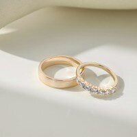 wholesale S925 Sterling Silver INS Style Men's and Women's Matching Rings with Round Zirconia, Minimalist Plain Silver Band, High-End Sense of Luxury Couple's Rings-Platinum DY121207-SW-WH 6