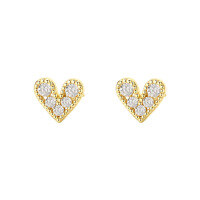 wholesale S925 Sterling Silver Women's Heart Earrings With Colorful Zircon,。-E4246-White Zirconium 925 Silver