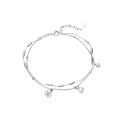 wholesale 925 Sterling Silver Pearl Star Double Layer Bracelet for Women, Summer Light Luxury Small Fresh Delicate Female Accessory Gift for Best Friend-0-4
