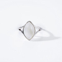 wholesale 925 Silver Plated with White Gold, Dunli Jewelry New White Shell Ring, Natural Stone, Simple and Elegant Women's Ring-White Shell Women's Ring No. 12