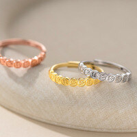 wholesale S925 Sterling Silver Fresh and Sweet Ins Style Minimalist Design Qian Duo Duo Round Ring R02660-S925 silver ring gold opening adjustable
