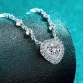 S925 Silver Moissanite Necklace with Heart Pendant-0-1