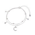 wholesale 925 Sterling Silver Double Layer Star Moon Bracelet for Women, Ins Sweet Fresh and Minimalist Niche Design, Best Friend Luxury High-End Feeling Hand Accessory-0-4