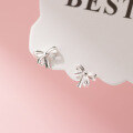 wholesale S925 Sterling Silver Ribbon Bow Ear Studs Sweet Bow Line Twist Screw Helix Earrings M06683-0-2