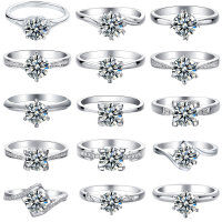 wholesale S925 sterling silver high-quality D-grade moissanite diamond ring, 1-carat wedding ring, single row diamond ring, rings wholesale-MSJDJZ032>US size 10
