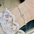 wholesale Sterling Silver Aquamarine Bracelet for Women, Ins Niche Design High-End Sense Luxury Exquisite and Versatile Small Fresh Hand Accessory-0-1
