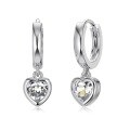 wholesale S925 Sterling Silver Light Luxury Geometric Zircon Heart Drop Earrings for Women, High-End Sense, Design-Inspired, Simple Silver Ins Style Ear Accessories-0-4