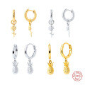 wholesale S925 Sterling Silver Rose Daisy Pineapple Ear Cuff Earrings, European and American French Style-0-0